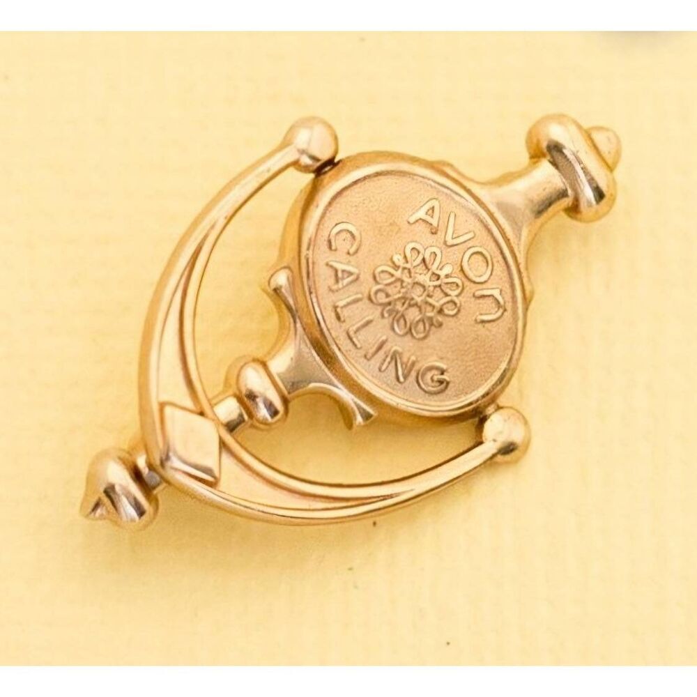 Avon Sales Person Avon Calling Gold Tone Vintage Pin Brooch Woman